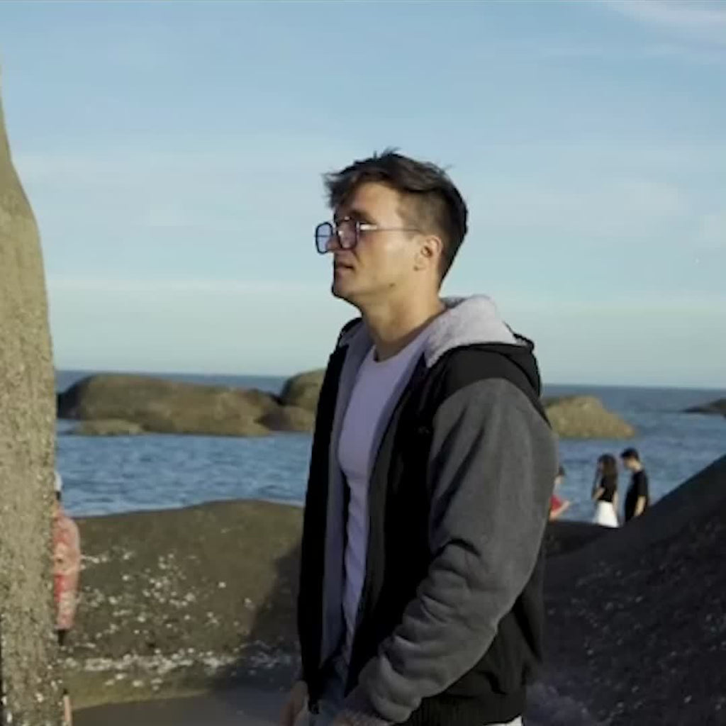 Men's Warm Fleece Hooded Jacket, Casual Color Block Jacket Coat For Fall Winter