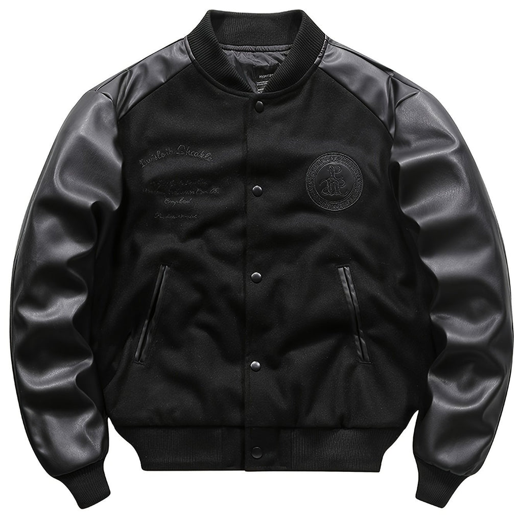 Men's Retro Embroidered Print Thick Baseball Jacket