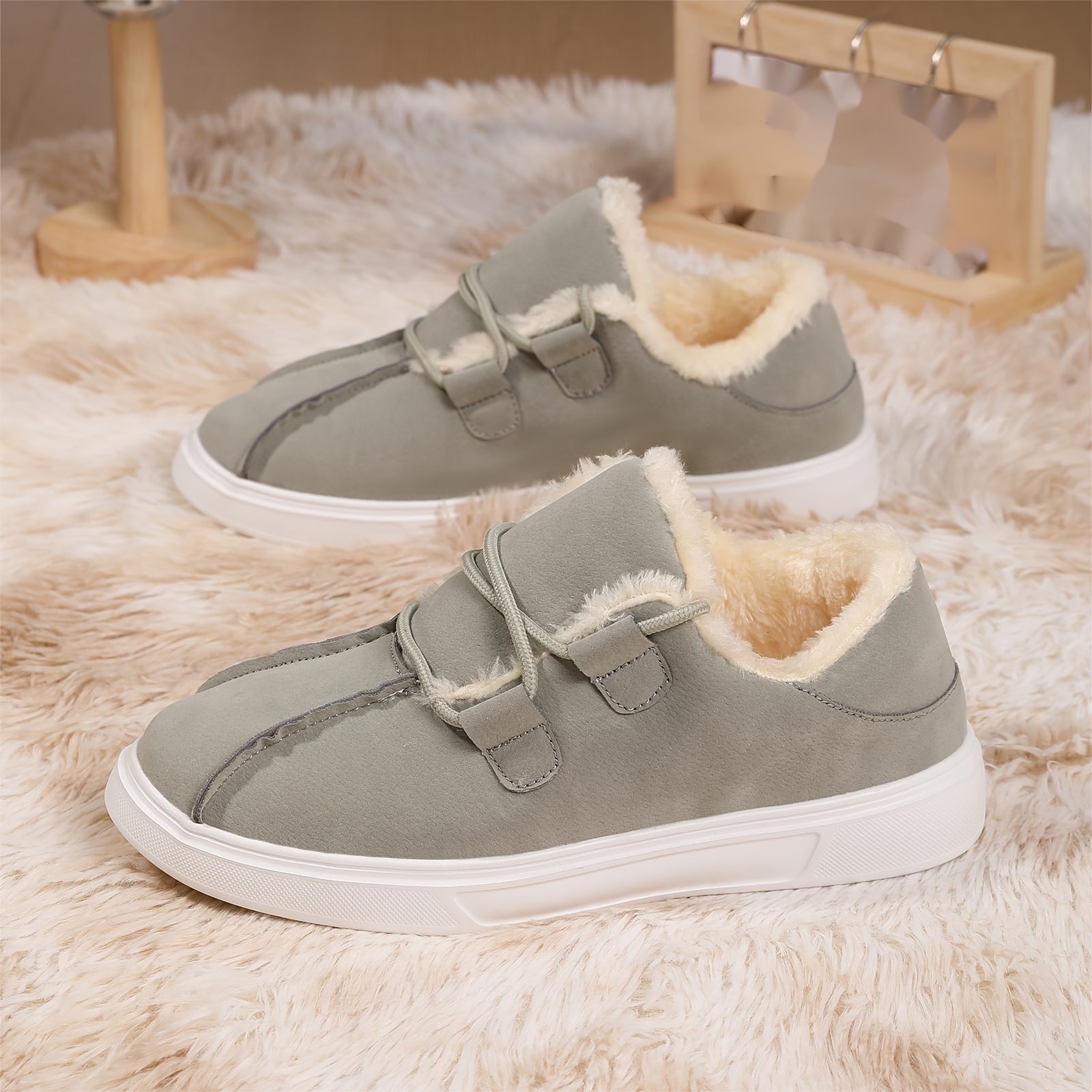 Women's Solid Color Fluffy Shoes, Soft Sole Platform Warm Lined Shoes, Winter Non-slip Plush Snow Shoes
