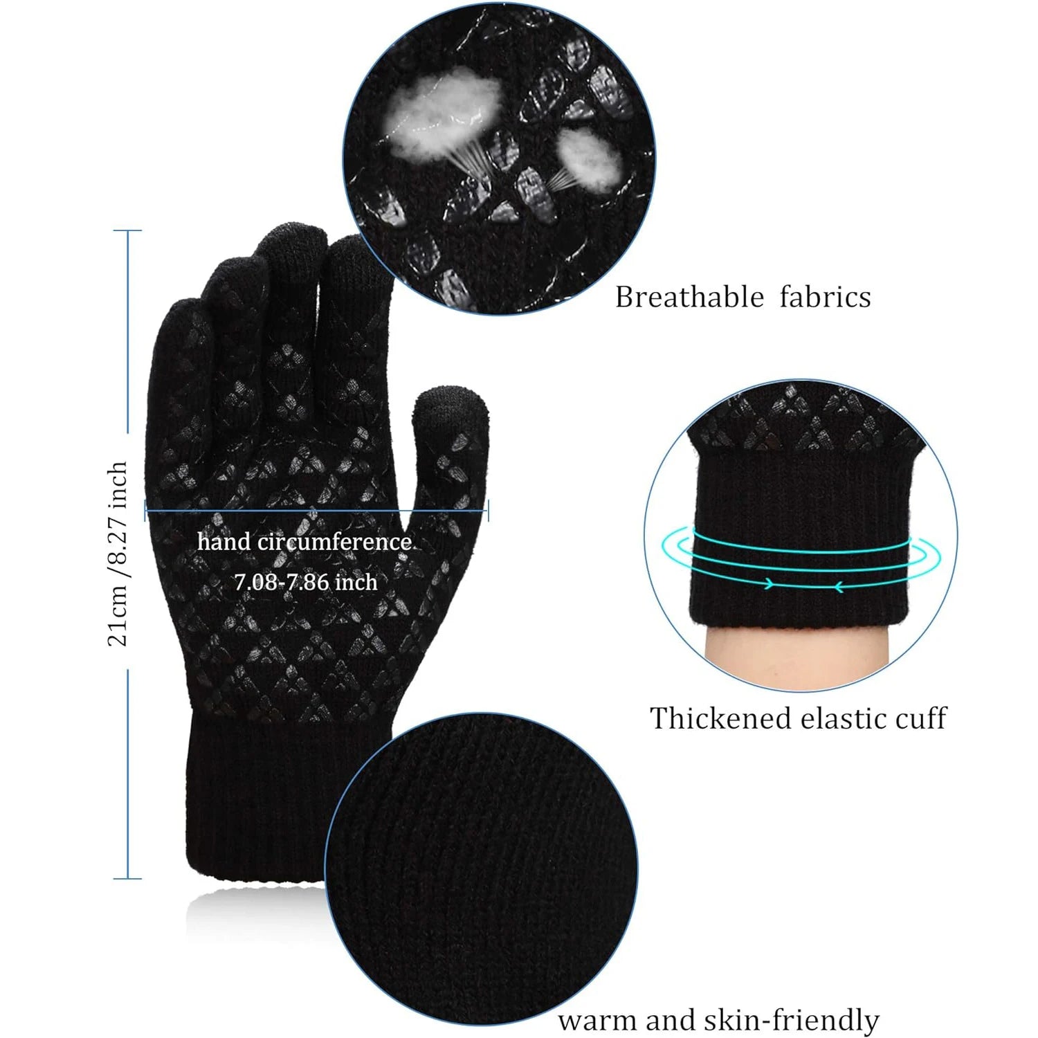 Breathable Winter Touchscreen Anti Slip Upgraded Thermal Warm Knitted Outdoor Cycling Sports Gloves Men Women for Running