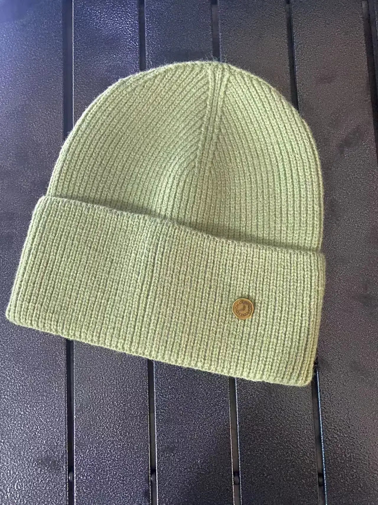 SolidcolorKorean knitted hat metal standard woolwomen's autumn andwinter Internet celebrityversatilewarmknitted windproof hatnew