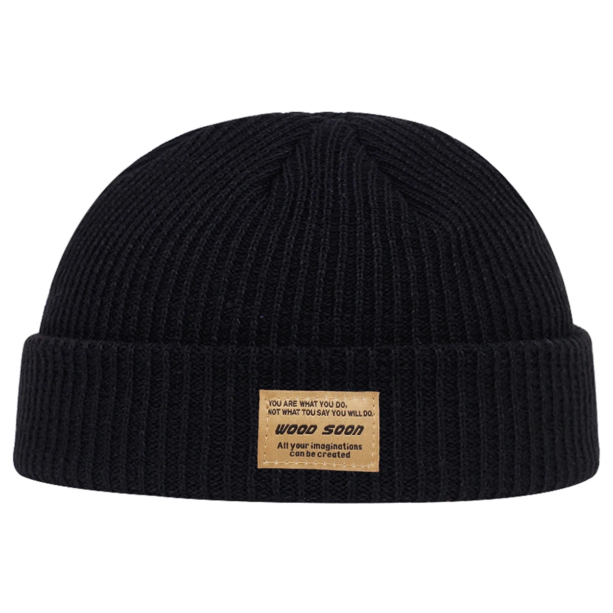 Unisex WOOD SOON Sewing Label Beanies Hats Autumn and Winter Warm Knitted Hat Hip Hop Boy Girls Caps
