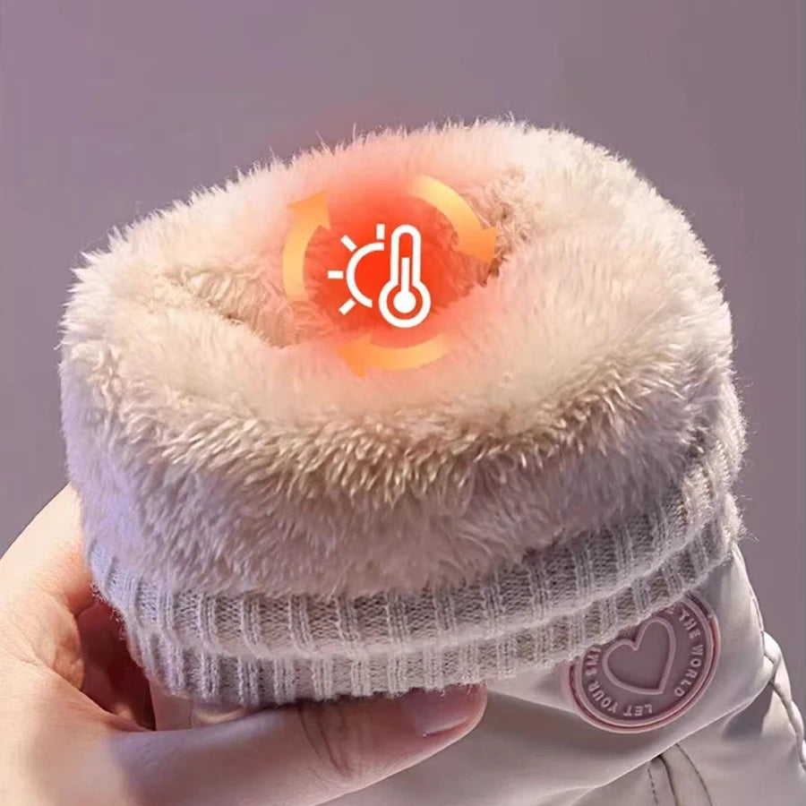 Ski gloves for winter women, outdoor cycling, windproof and cold proof with thick velvet insulation, anti slip touch screen glov