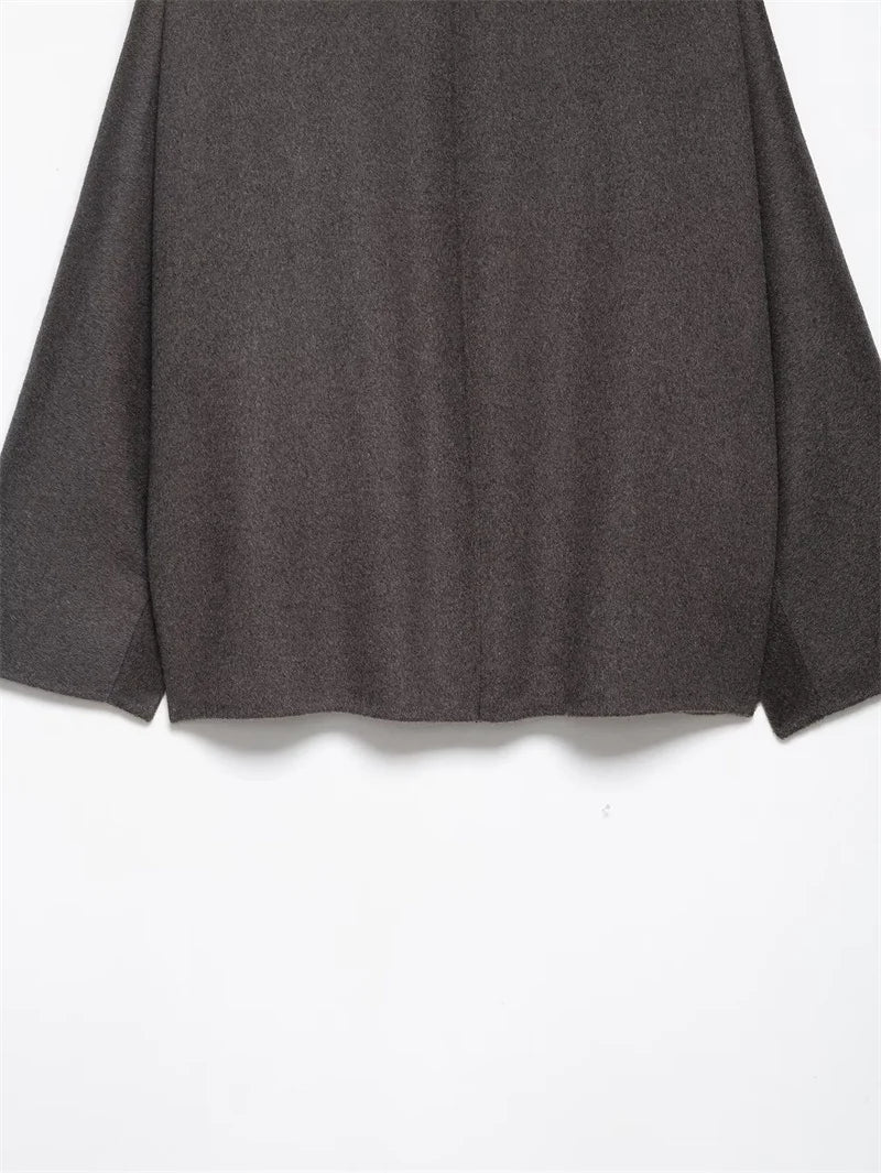 Women's Coat 2025 Autumn New Style Gray Long-sleeve Faux Fur Collar Simple Jacket Casual Fashion Versatile