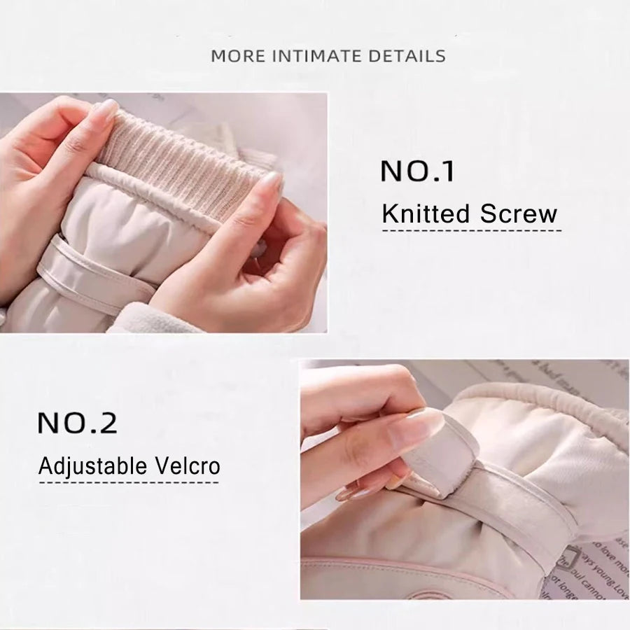 Ski gloves for winter women, outdoor cycling, windproof and cold proof with thick velvet insulation, anti slip touch screen glov