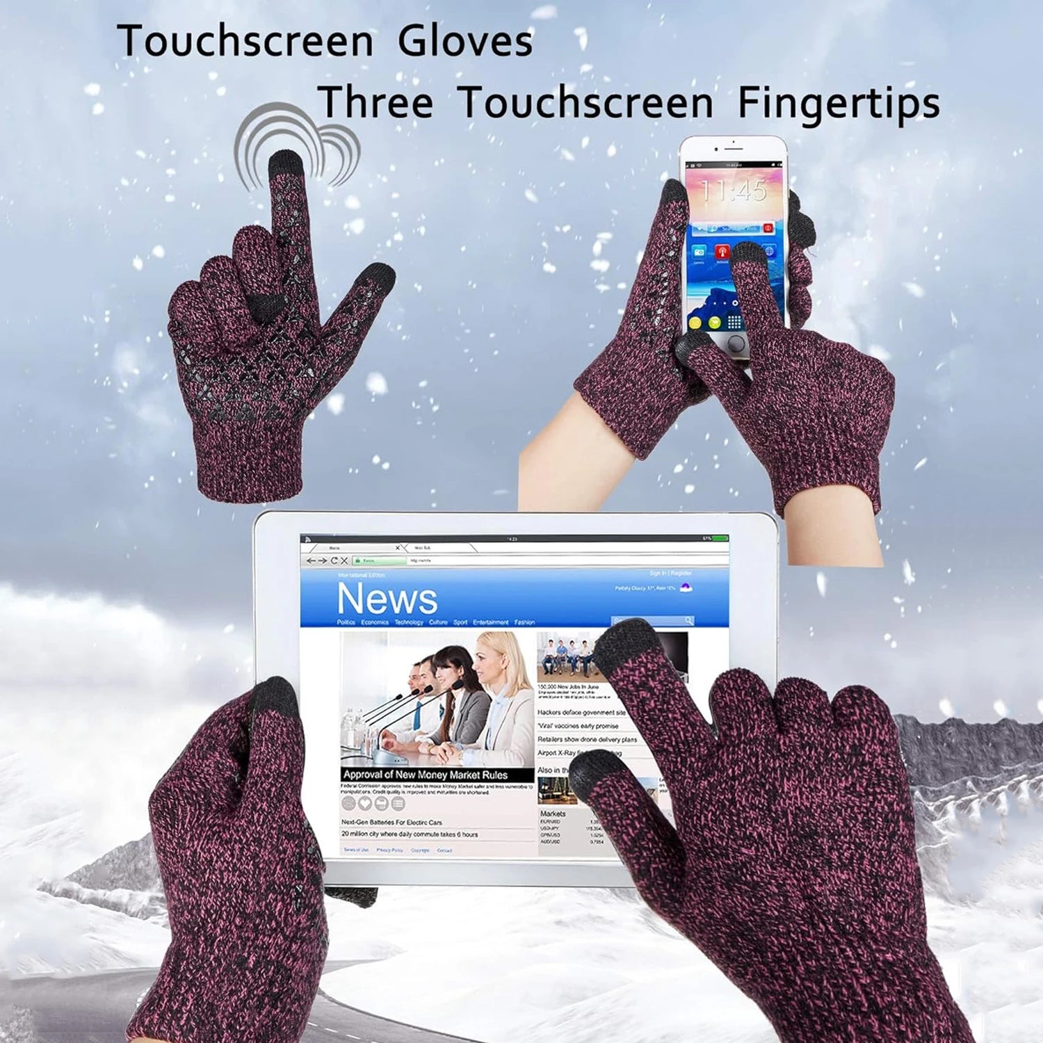 Breathable Winter Touchscreen Anti Slip Upgraded Thermal Warm Knitted Outdoor Cycling Sports Gloves Men Women for Running