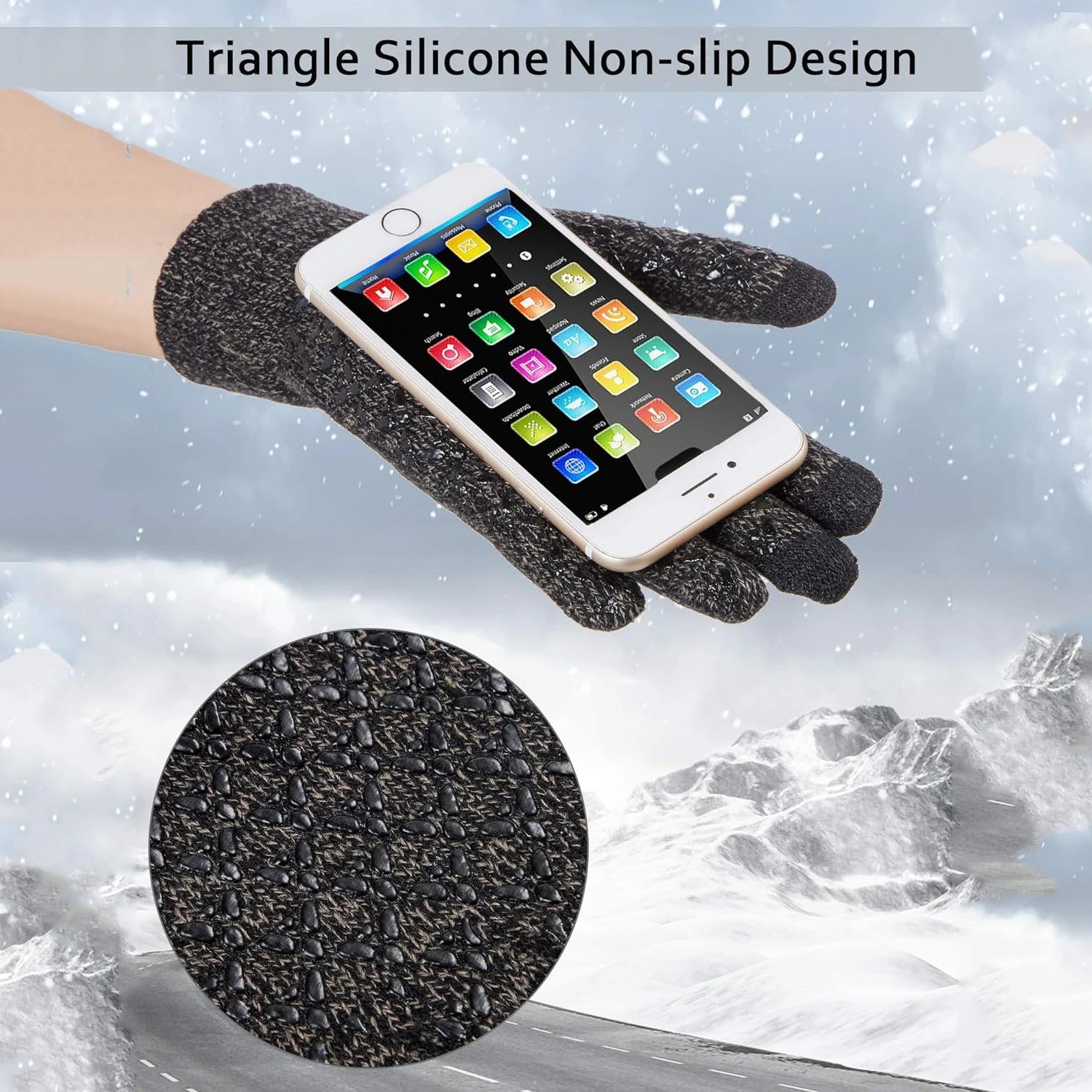 Breathable Winter Touchscreen Anti Slip Upgraded Thermal Warm Knitted Outdoor Cycling Sports Gloves Men Women for Running