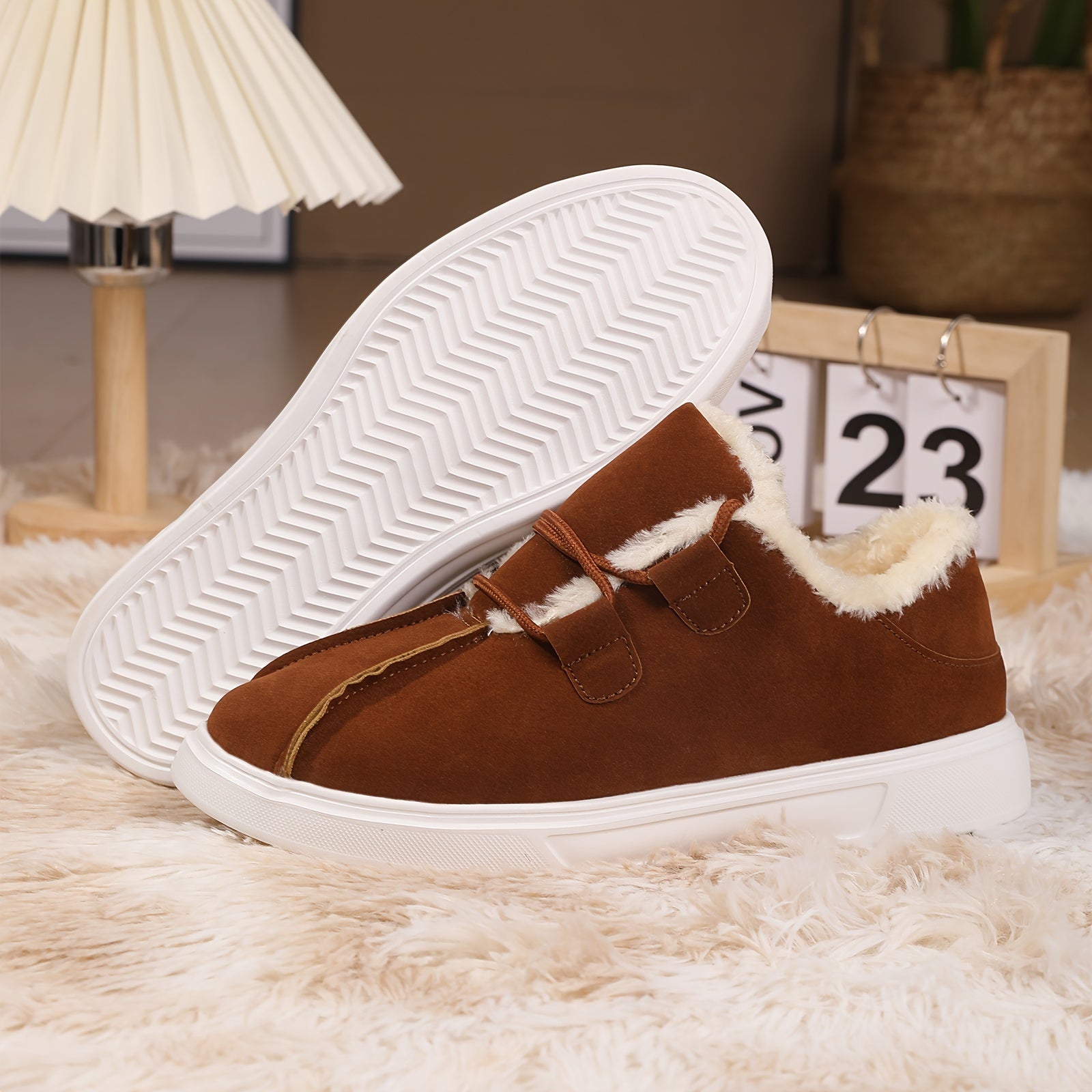 Women's Solid Color Fluffy Shoes, Soft Sole Platform Warm Lined Shoes, Winter Non-slip Plush Snow Shoes